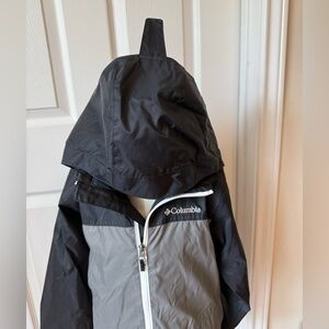 Black Grey hooded nylon wind breaker rain coat Small (8) Columbia Sportswear Co